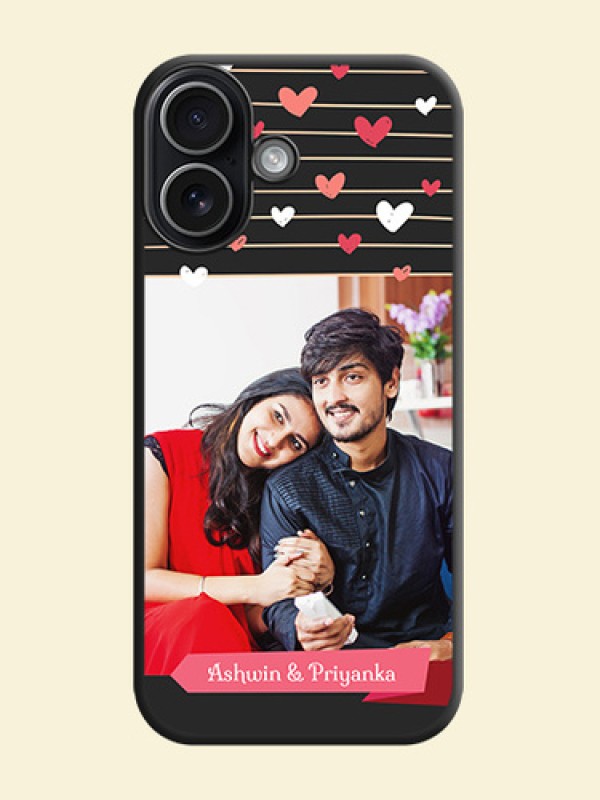 Love Pattern with Name on Pink Ribbon on Photo On Space Black Custom Soft Matte Mobile Back Cover - Apple iPhone 17