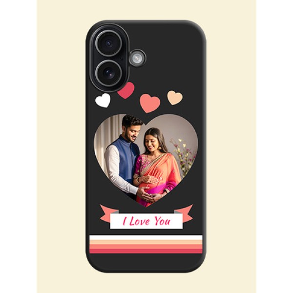 Love Shaped Photo with Colorful Stripes On Space Black Custom Soft Matte Mobile Back Cover - Apple iPhone 17 Love Shaped Photo with Colorful Stripes On Space Black Custom Soft Matte Mobile Back Cover - Apple iPhone 17