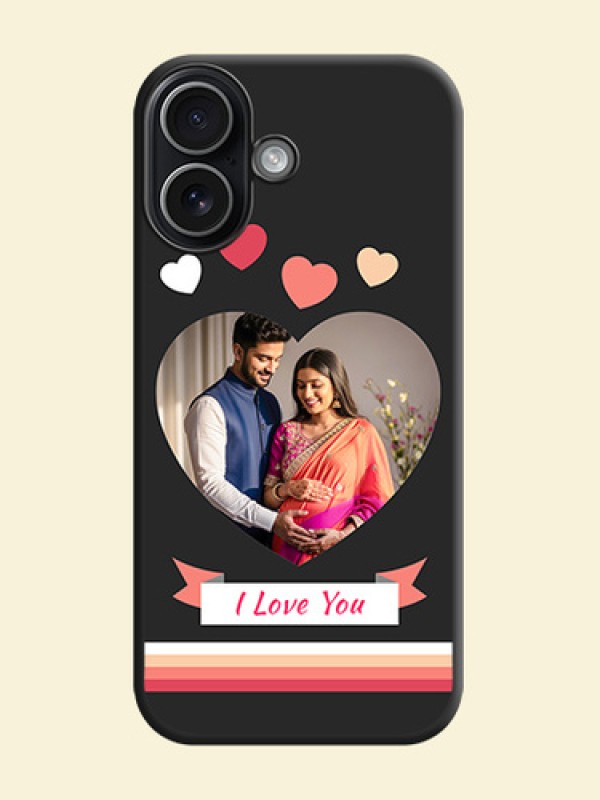 Love Shaped Photo with Colorful Stripes On Space Black Custom Soft Matte Mobile Back Cover - Apple iPhone 17