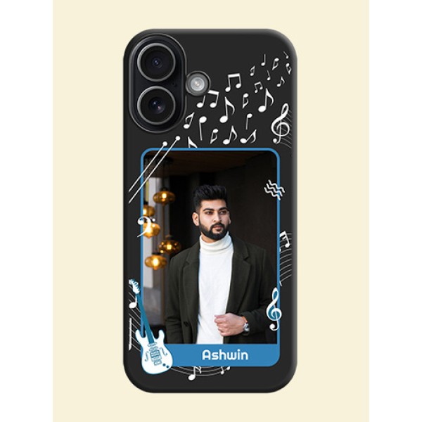 Musical Theme Design with Text on Photo On Space Black Custom Soft Matte Mobile Back Cover - Apple iPhone 17 Musical Theme Design with Text on Photo On Space Black Custom Soft Matte Mobile Back Cover - Apple iPhone 17