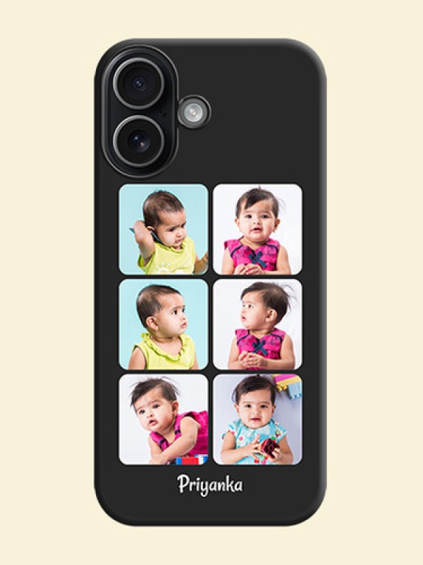 Floral Art with 6 Image Holder on Photo On Space Black Custom Soft Matte Mobile Back Cover - Apple iPhone 17