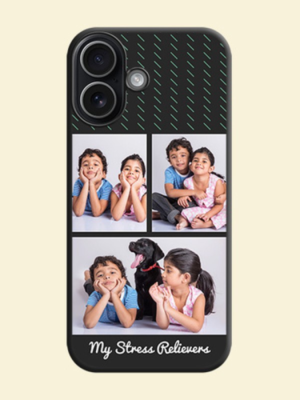 Cross Dotted Pattern with 2 Image Holder On Space Black Custom Soft Matte Mobile Back Cover - Apple iPhone 17