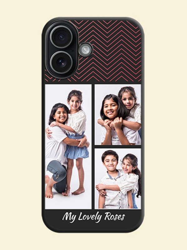 Wave Pattern with 3 Image Holder On Space Black Custom Soft Matte Mobile Back Cover - Apple iPhone 17