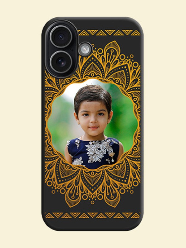 Round Image with Floral Design On Space Black Custom Soft Matte Mobile Back Cover - Apple iPhone 17