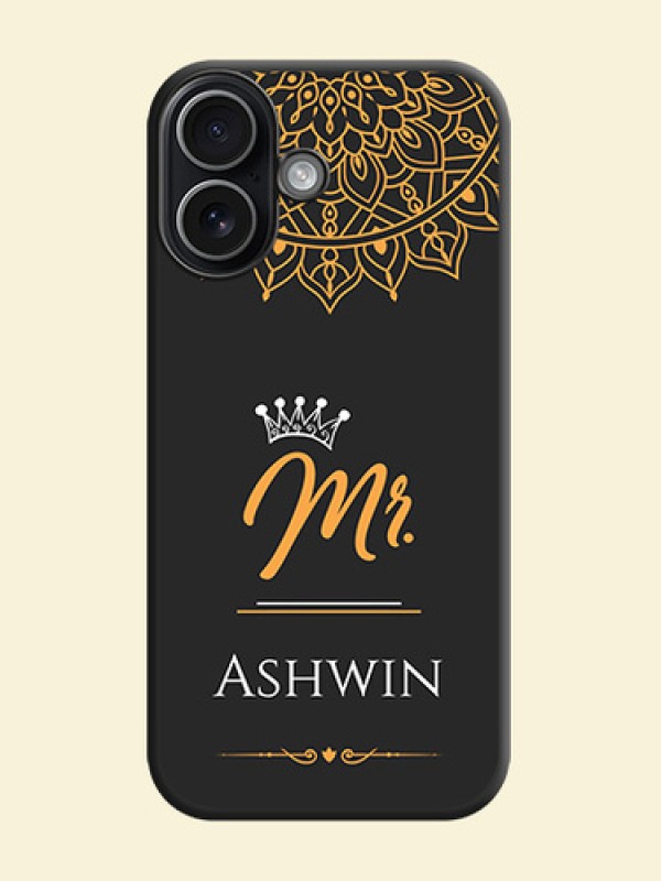 Mr Name with Floral Design On Space Black Custom Soft Matte Mobile Back Cover - Apple iPhone 17