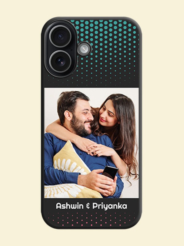 Faded Dots with Grunge Photo Frame and Text On Space Black Custom Soft Matte Mobile Back Cover - Apple iPhone 17