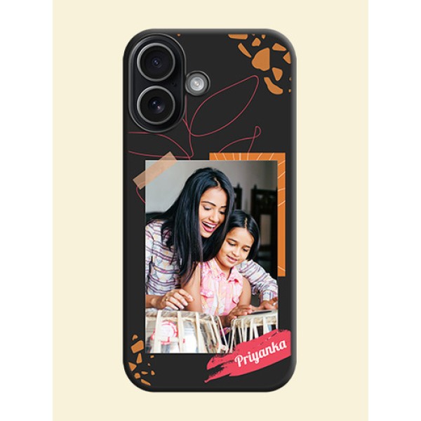 Orange Photo Frame On Space Black Custom Soft Matte Mobile Back Cover - Apple iPhone 17 Orange Photo Frame On Space Black Custom Soft Matte Mobile Back Cover - Apple iPhone 17