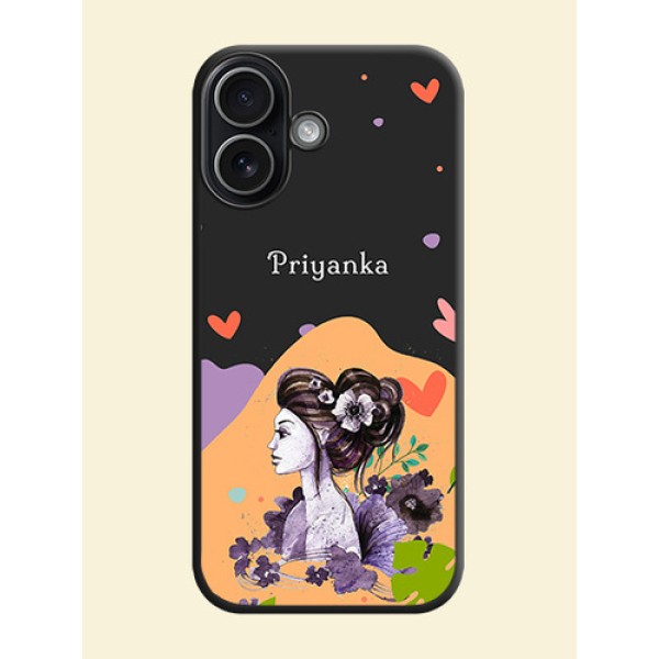 Namecase For Her With Fancy Lady Image On Space Black Custom Soft Matte Mobile Back Cover - Apple iPhone 17