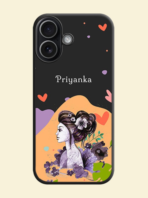 Namecase For Her With Fancy Lady Image On Space Black Custom Soft Matte Mobile Back Cover - Apple iPhone 17