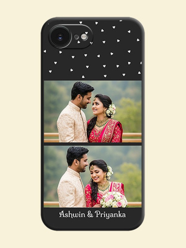 Miniature Love Symbols with Name On Space Black Custom Soft Matte Mobile Back Cover - Apple iPhone 17e