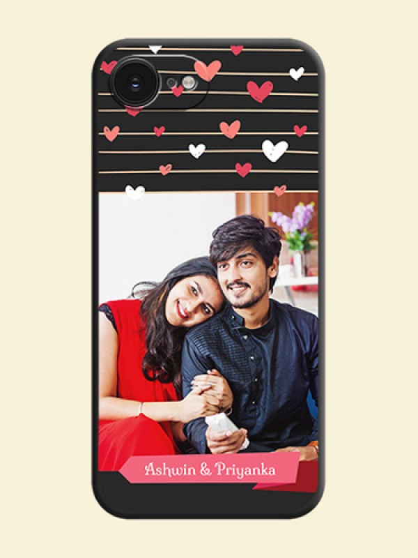 Love Pattern with Name on Pink Ribbon on Photo On Space Black Custom Soft Matte Mobile Back Cover - Apple iPhone 17e