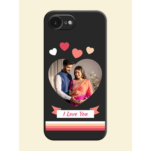 Love Shaped Photo with Colorful Stripes On Space Black Custom Soft Matte Mobile Back Cover - Apple iPhone 17e Love Shaped Photo with Colorful Stripes On Space Black Custom Soft Matte Mobile Back Cover - Apple iPhone 17e