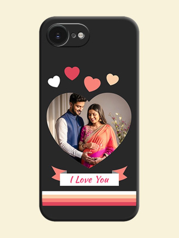 Love Shaped Photo with Colorful Stripes On Space Black Custom Soft Matte Mobile Back Cover - Apple iPhone 17e