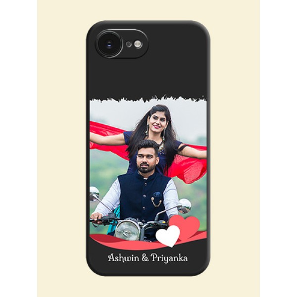 Pin Color Love Shaped Ribbon Design with Text On Space Black Custom Soft Matte Mobile Back Cover - Apple iPhone 17e Pin Color Love Shaped Ribbon Design with Text On Space Black Custom Soft Matte Mobile Back Cover - Apple iPhone 17e