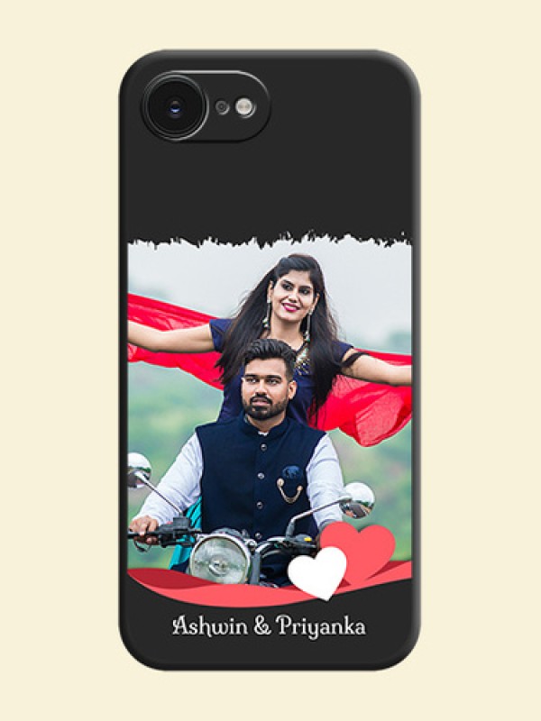 Pin Color Love Shaped Ribbon Design with Text On Space Black Custom Soft Matte Mobile Back Cover - Apple iPhone 17e