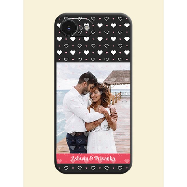 White Color Love Symbols with Text Design on Photo On Space Black Custom Soft Matte Mobile Back Cover - Apple iPhone 17e White Color Love Symbols with Text Design on Photo On Space Black Custom Soft Matte Mobile Back Cover - Apple iPhone 17e