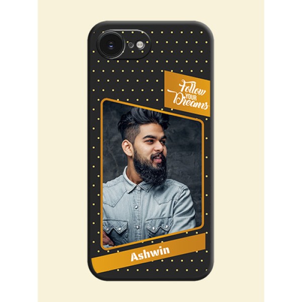 Follow Your Dreams with White Dots On Space Black Custom Soft Matte Mobile Back Cover - Apple iPhone 17e Follow Your Dreams with White Dots On Space Black Custom Soft Matte Mobile Back Cover - Apple iPhone 17e