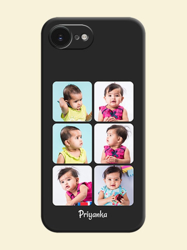 Floral Art with 6 Image Holder on Photo On Space Black Custom Soft Matte Mobile Back Cover - Apple iPhone 17e
