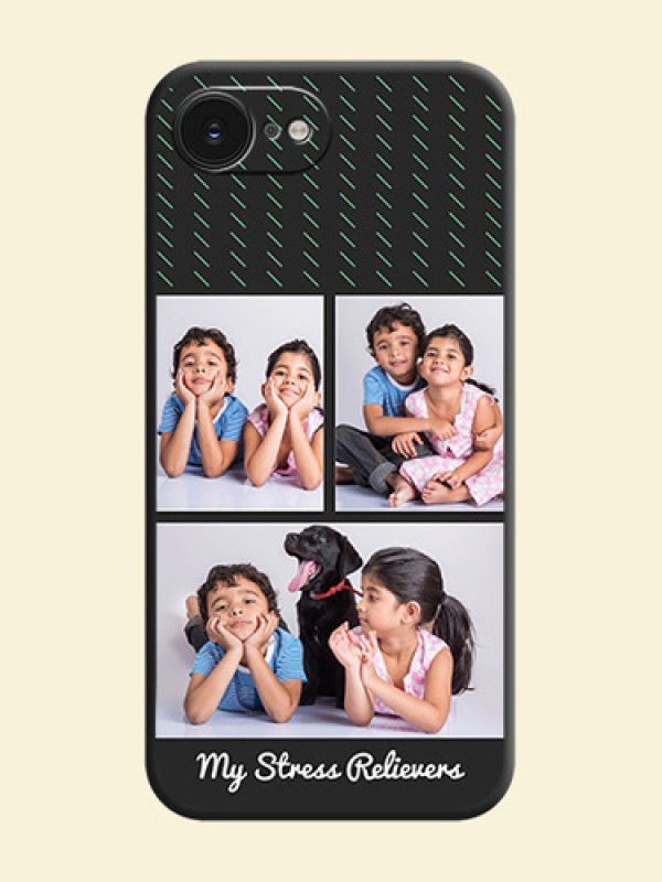 Cross Dotted Pattern with 2 Image Holder On Space Black Custom Soft Matte Mobile Back Cover - Apple iPhone 17e