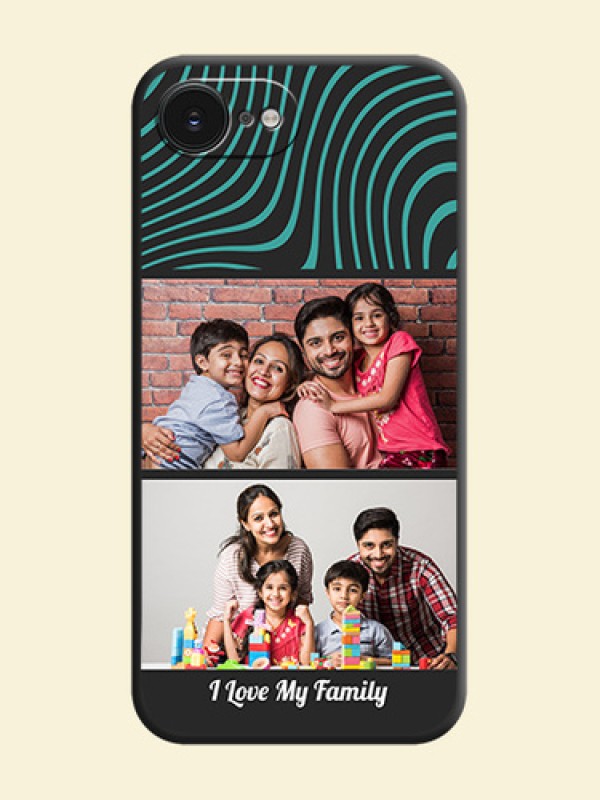 Wave Pattern with 2 Image Holder On Space Black Custom Soft Matte Mobile Back Cover - Apple iPhone 17e