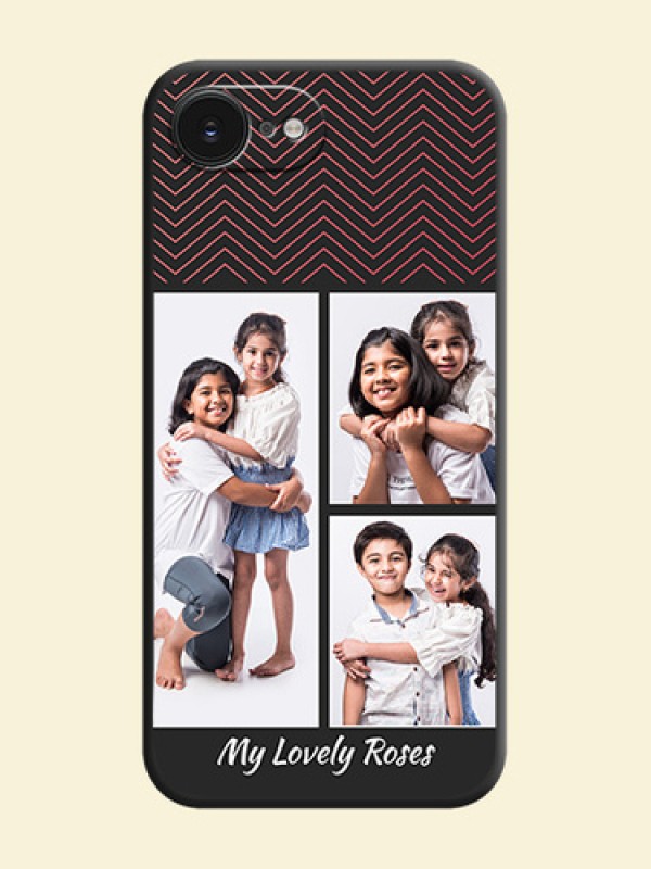 Wave Pattern with 3 Image Holder On Space Black Custom Soft Matte Mobile Back Cover - Apple iPhone 17e
