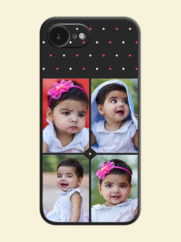 Multicolor Dotted Pattern with 4 Image Holder On Space Black Custom Soft Matte Mobile Back Cover - Apple iPhone 17e