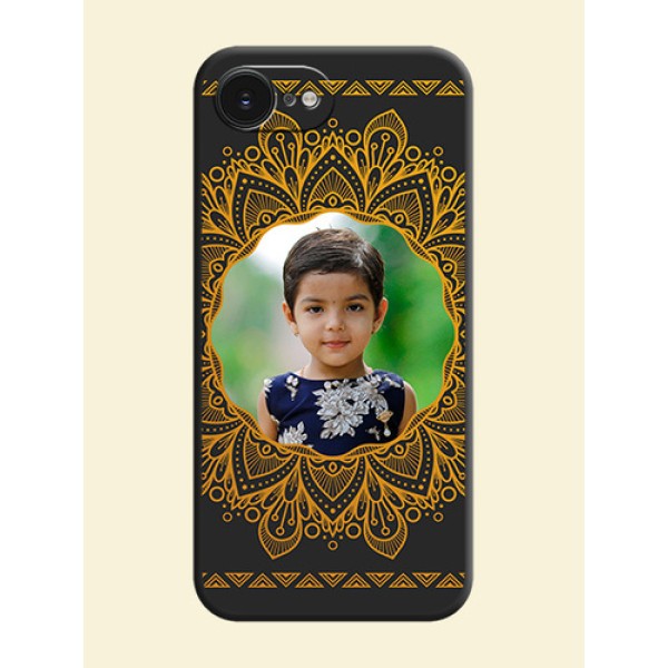 Round Image with Floral Design On Space Black Custom Soft Matte Mobile Back Cover - Apple iPhone 17e Round Image with Floral Design On Space Black Custom Soft Matte Mobile Back Cover - Apple iPhone 17e