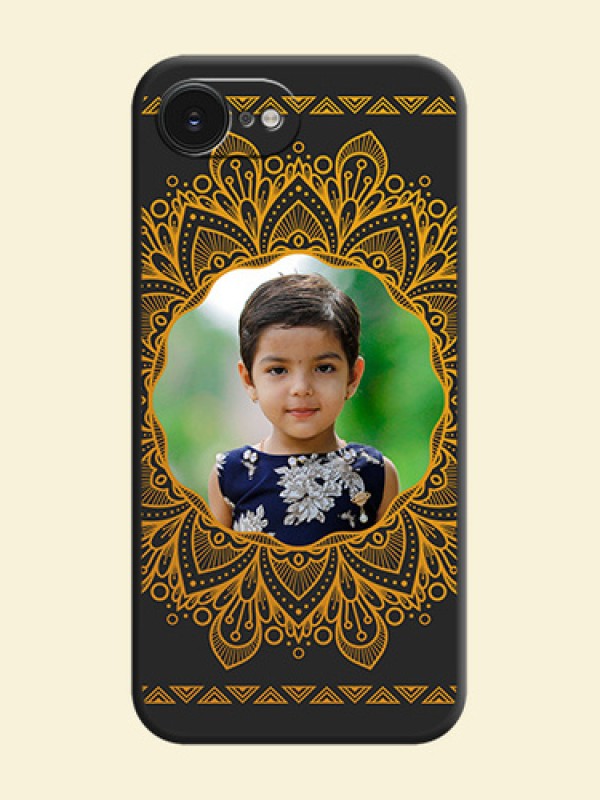 Round Image with Floral Design On Space Black Custom Soft Matte Mobile Back Cover - Apple iPhone 17e