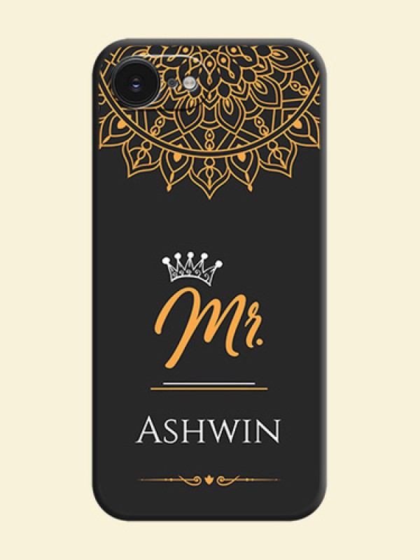 Mr Name with Floral Design On Space Black Custom Soft Matte Mobile Back Cover - Apple iPhone 17e