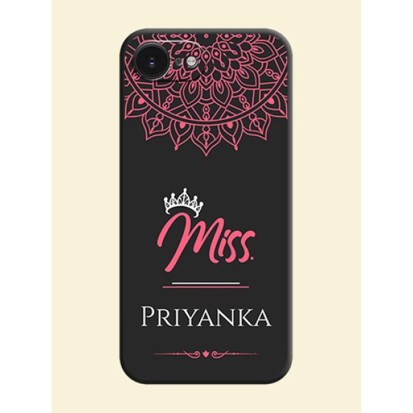 Mrs Name with Floral Design On Space Black Custom Soft Matte Mobile Back Cover - Apple iPhone 17e Mrs Name with Floral Design On Space Black Custom Soft Matte Mobile Back Cover - Apple iPhone 17e