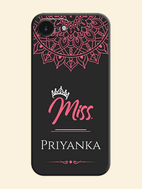 Mrs Name with Floral Design On Space Black Custom Soft Matte Mobile Back Cover - Apple iPhone 17e