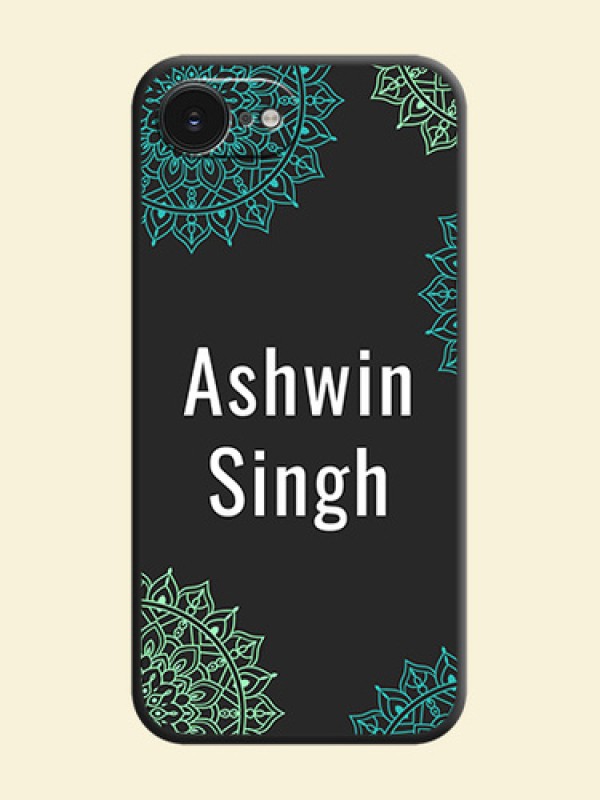 Your Name with Floral Design On Space Black Custom Soft Matte Mobile Back Cover - Apple iPhone 17e