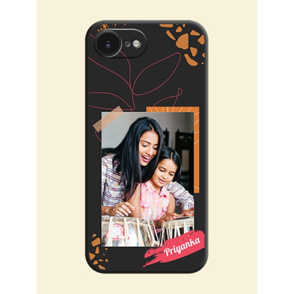 Orange Photo Frame On Space Black Custom Soft Matte Mobile Back Cover - Apple iPhone 17e Orange Photo Frame On Space Black Custom Soft Matte Mobile Back Cover - Apple iPhone 17e