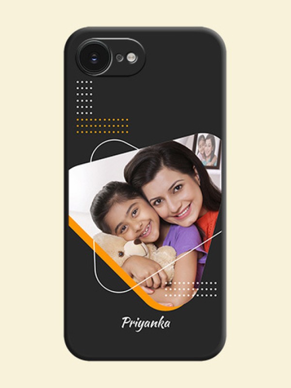 Yellow Triangle on Photo On Space Black Custom Soft Matte Mobile Back Cover - Apple iPhone 17e