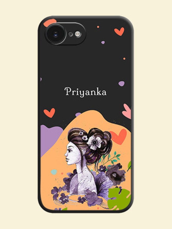 Namecase For Her With Fancy Lady Image On Space Black Custom Soft Matte Mobile Back Cover - Apple iPhone 17e
