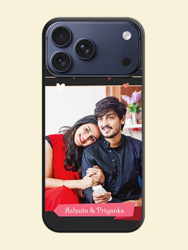 Love Pattern with Name on Pink Ribbon on Photo On Space Black Custom Soft Matte Mobile Back Cover - Apple iPhone 18 Pro Max
