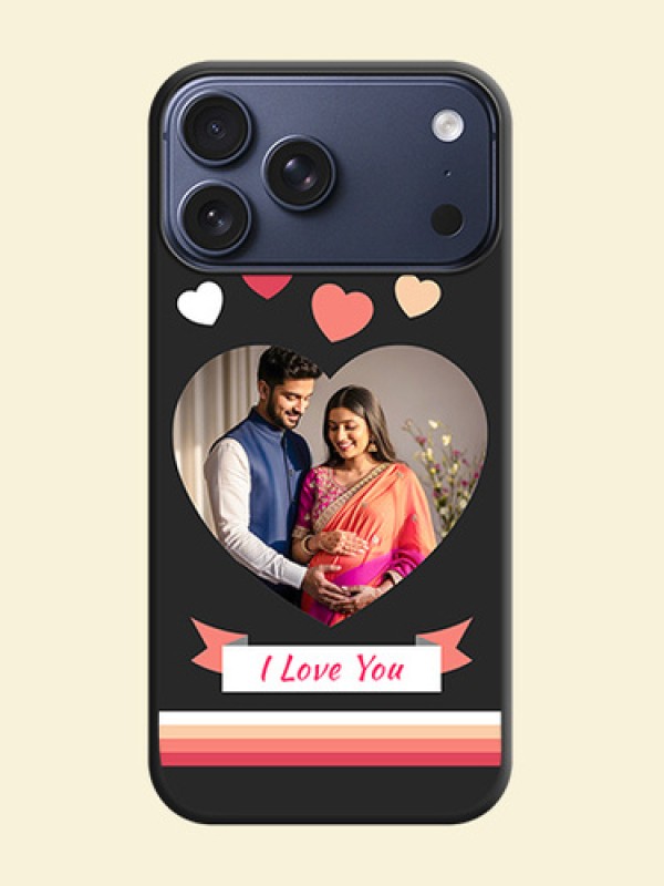 Love Shaped Photo with Colorful Stripes On Space Black Custom Soft Matte Mobile Back Cover - Apple iPhone 18 Pro Max