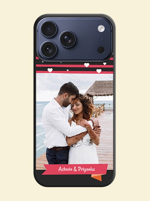 White Color Love Symbols with Pink Lines Pattern On Space Black Custom Soft Matte Mobile Back Cover - Apple iPhone 18 Pro Max