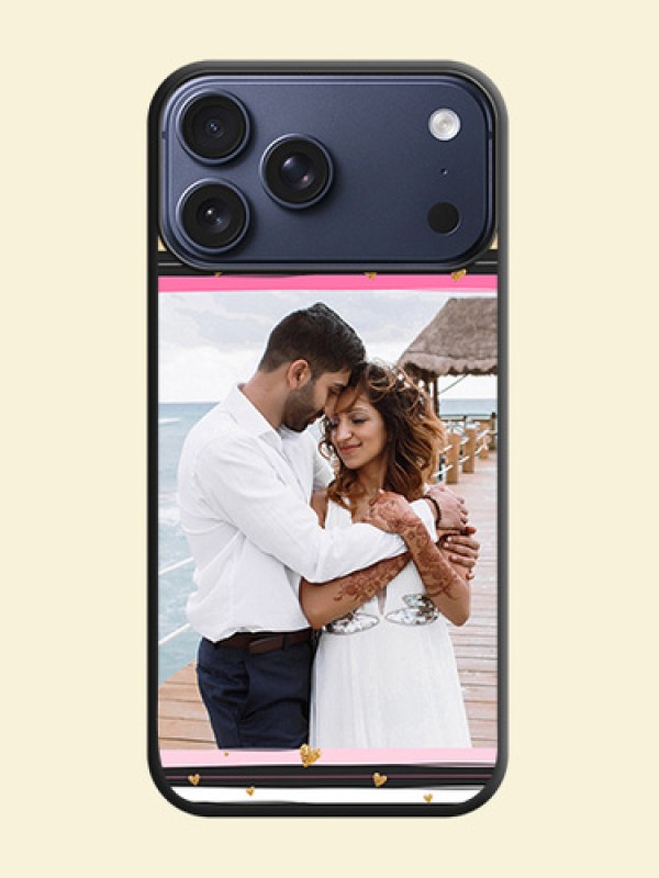 Multicolor Lines and Golden Love Symbols Design on Photo On Space Black Custom Soft Matte Mobile Back Cover - Apple iPhone 18 Pro Max