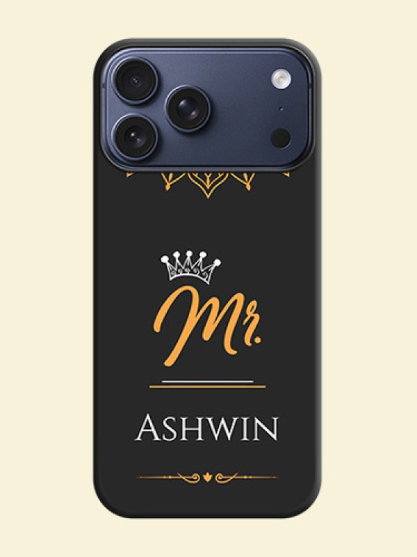 Mr Name with Floral Design On Space Black Custom Soft Matte Mobile Back Cover - Apple iPhone 18 Pro Max