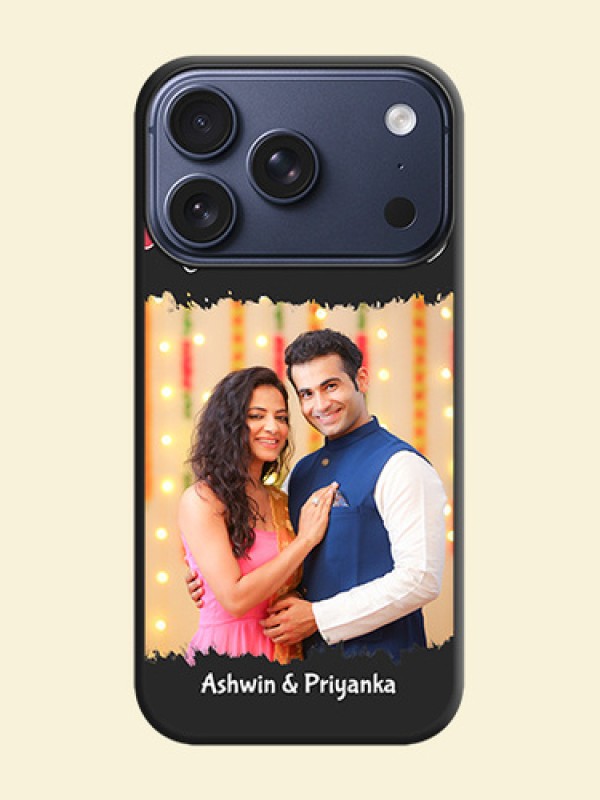 Pink Love Hangings with Name On Space Black Custom Soft Matte Mobile Back Cover - Apple iPhone 18 Pro