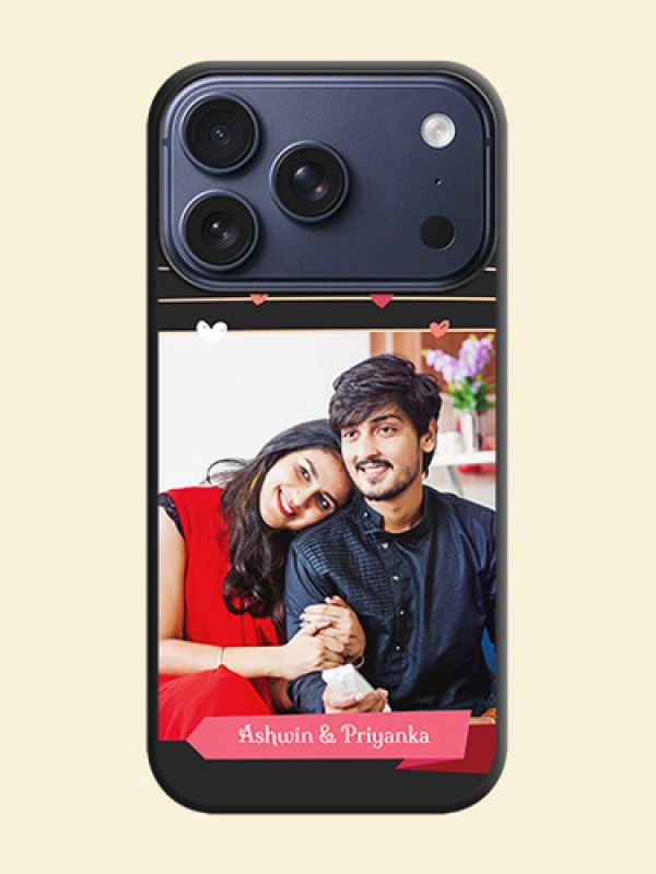 Love Pattern with Name on Pink Ribbon on Photo On Space Black Custom Soft Matte Mobile Back Cover - Apple iPhone 18 Pro