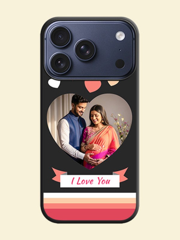 Love Shaped Photo with Colorful Stripes On Space Black Custom Soft Matte Mobile Back Cover - Apple iPhone 18 Pro