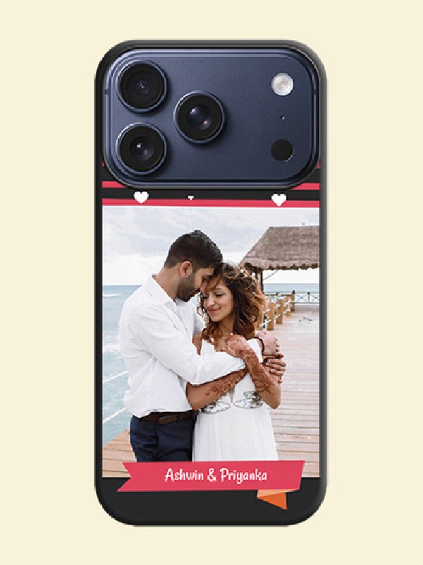 White Color Love Symbols with Pink Lines Pattern On Space Black Custom Soft Matte Mobile Back Cover - Apple iPhone 18 Pro