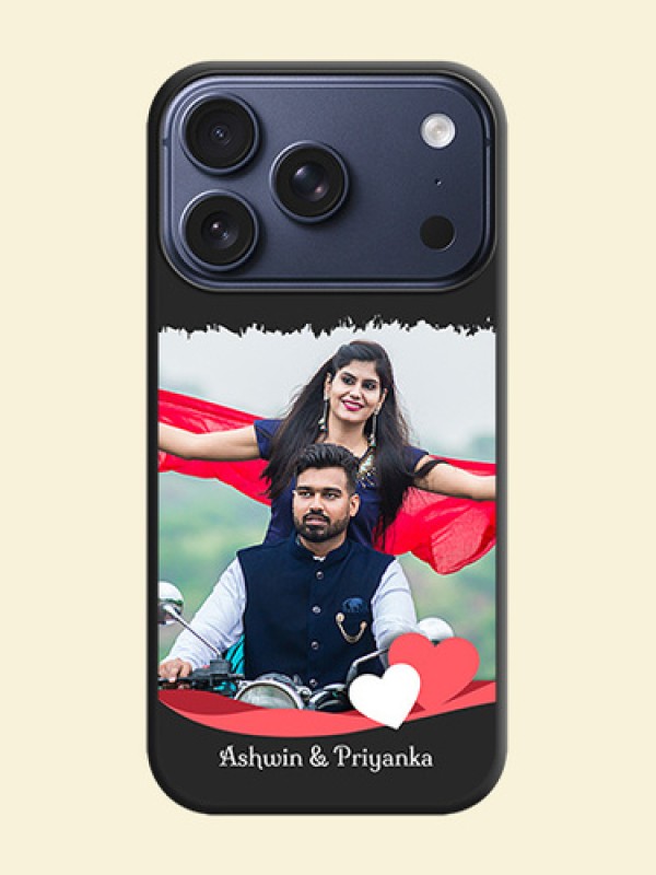 Pin Color Love Shaped Ribbon Design with Text On Space Black Custom Soft Matte Mobile Back Cover - Apple iPhone 18 Pro