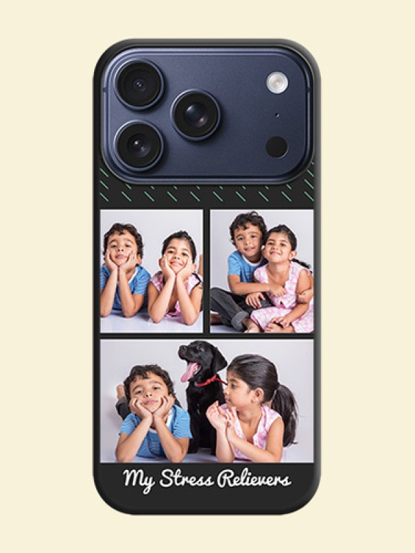 Cross Dotted Pattern with 2 Image Holder On Space Black Custom Soft Matte Mobile Back Cover - Apple iPhone 18 Pro