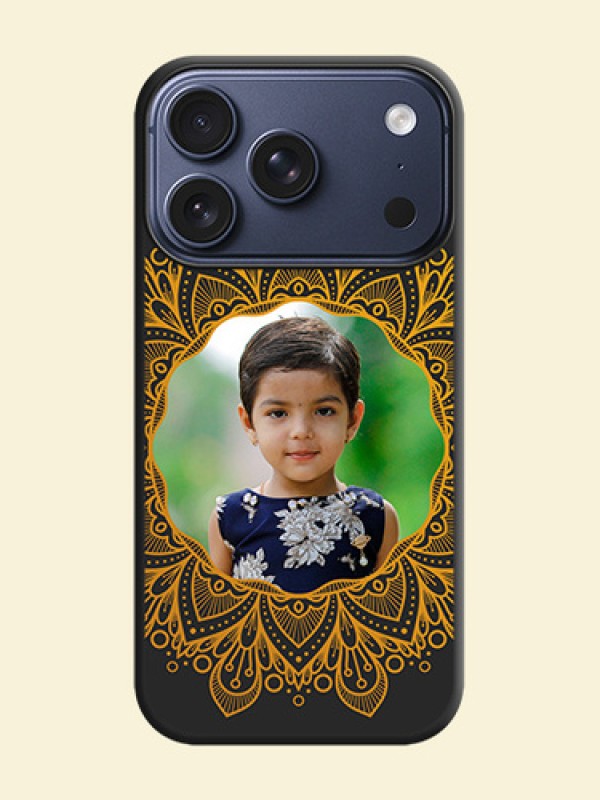 Round Image with Floral Design On Space Black Custom Soft Matte Mobile Back Cover - Apple iPhone 18 Pro