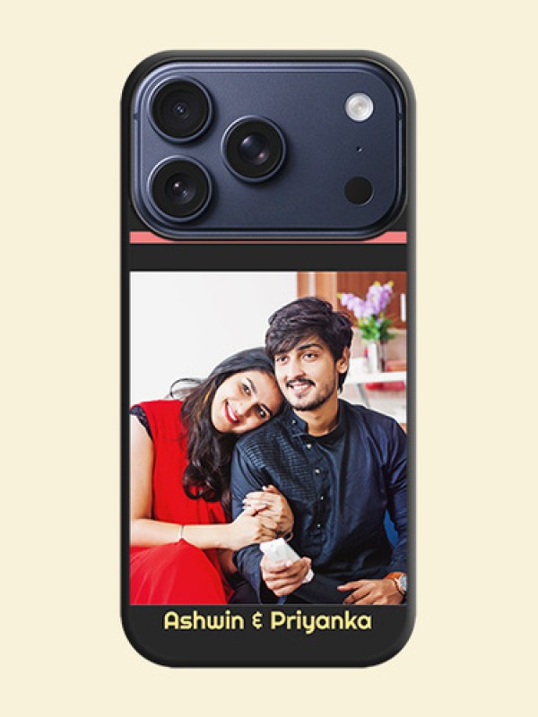 Color Stripes with Photo and Text on Photo On Space Black Custom Soft Matte Mobile Back Cover - Apple iPhone 18 Pro