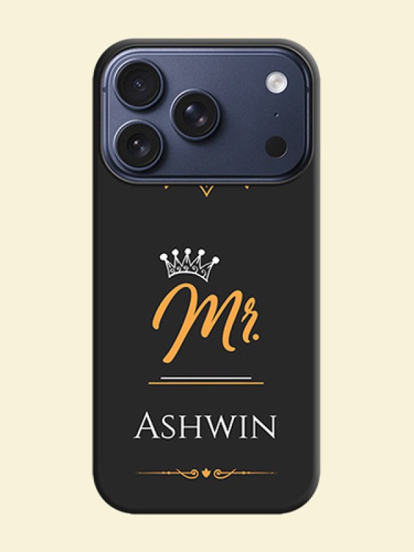 Mr Name with Floral Design On Space Black Custom Soft Matte Mobile Back Cover - Apple iPhone 18 Pro