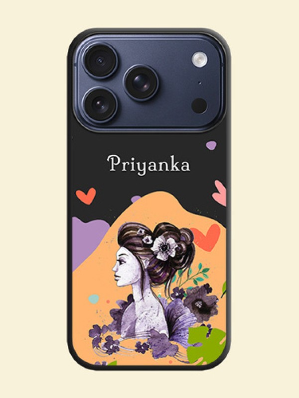 Namecase For Her With Fancy Lady Image On Space Black Custom Soft Matte Mobile Back Cover - Apple iPhone 18 Pro